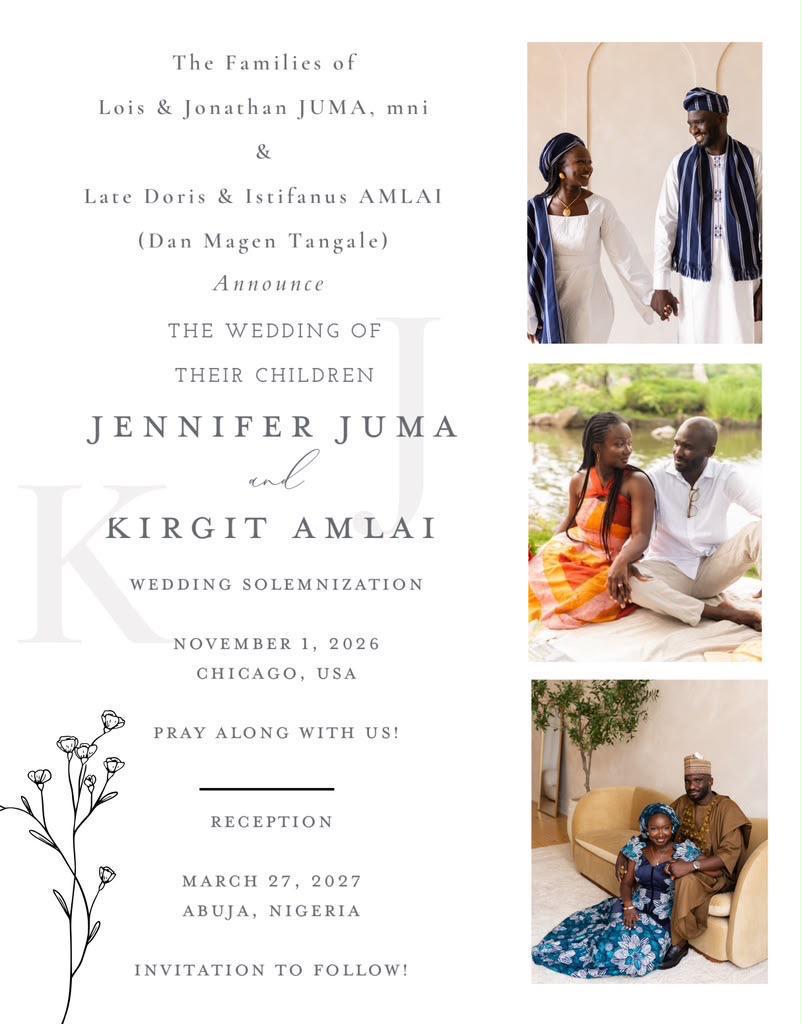 Wedding announcement: Jennifer Juma and Kirgit Amlai